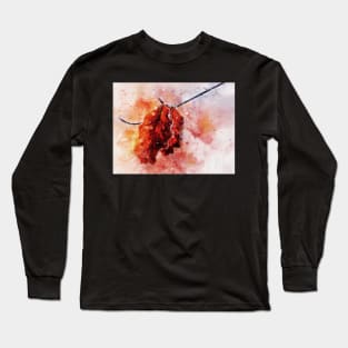 Frosted Beech Leaves on a branch - watercolor Long Sleeve T-Shirt